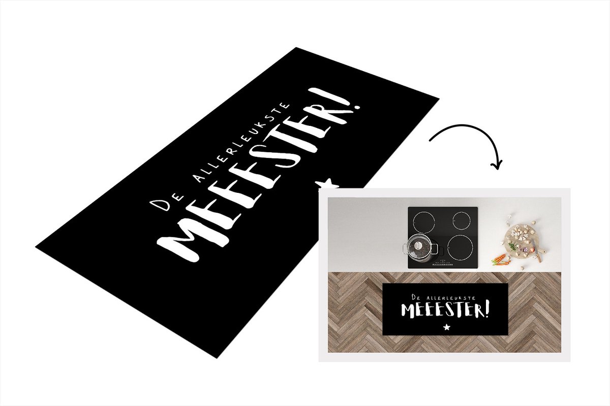 KitchenYeah Keukenloper - Loper keuken - Meester - Quotes - Spreuken - De allerleukste meester - 120x50 cm - Keukenloper vinyl Multicolor