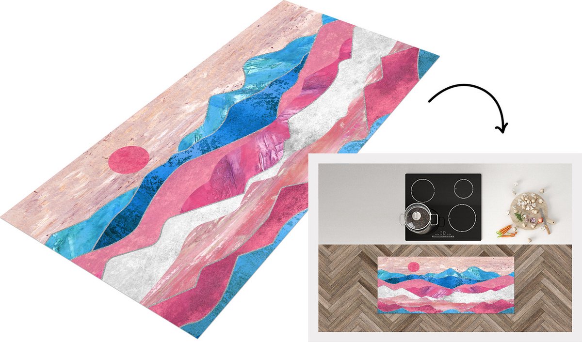 KitchenYeah Keukenloper - Loper keuken - Transgender - Marmer - Pride - Keukenloper vinyl Multicolor