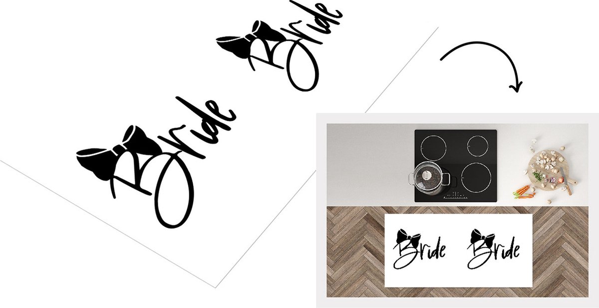 KitchenYeah Keukenloper - Loper keuken - Bruid - Quotes - 'Bride' - Spreuken - 120x60 cm - Keukenloper vinyl Multicolor