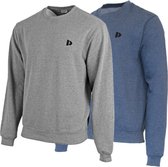 2 Pack Donnay - Fleece sweater ronde hals - Dean - Heren - Maat L - Silver-marl & Dark blue marl (262)