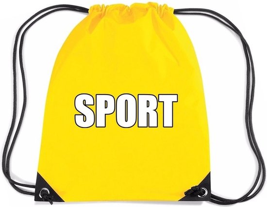 Nylon sport gymtasje/ sporttasje/ zwemtasje geel jongens en meisjes