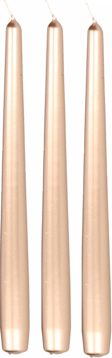 Enlightening Candles Dinerkaarsen - 12x stuks - licht goud - 8 branduren - 25 cm - kandelaar kaarsen - sfeerkaarsen Goudkleurig