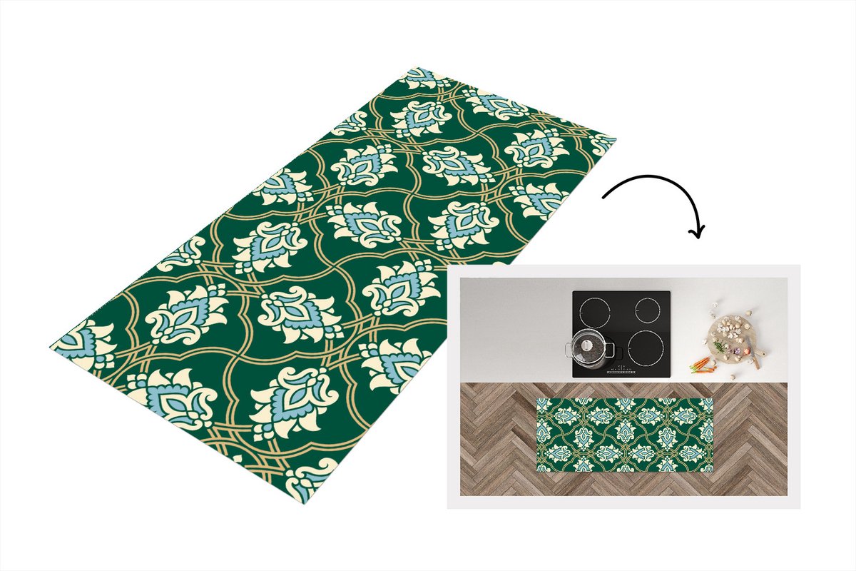 KitchenYeah Keukenloper - Loper keuken - Bloemen - Antiek - Design - 120x50 cm - Keukenloper vinyl Multicolor