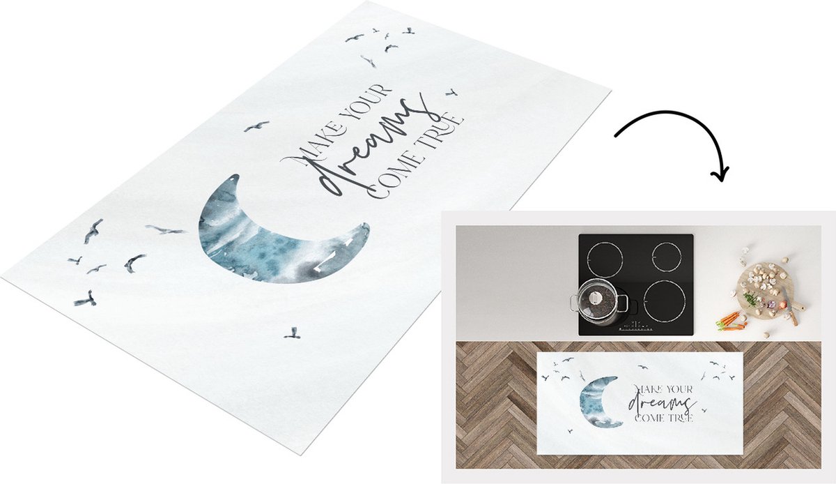 KitchenYeah Keukenloper - Loper keuken - Spreuken - Make your dreams come true - Quotes - Kinderen - 120x60 cm - Keukenloper vinyl Multicolor
