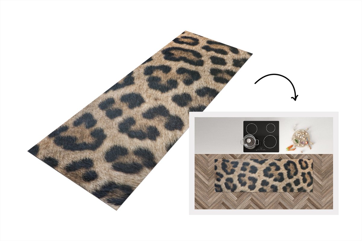 KitchenYeah Keukenloper - Loper keuken - Luipaard print - 180x60 cm - Keukenloper vinyl Multicolor