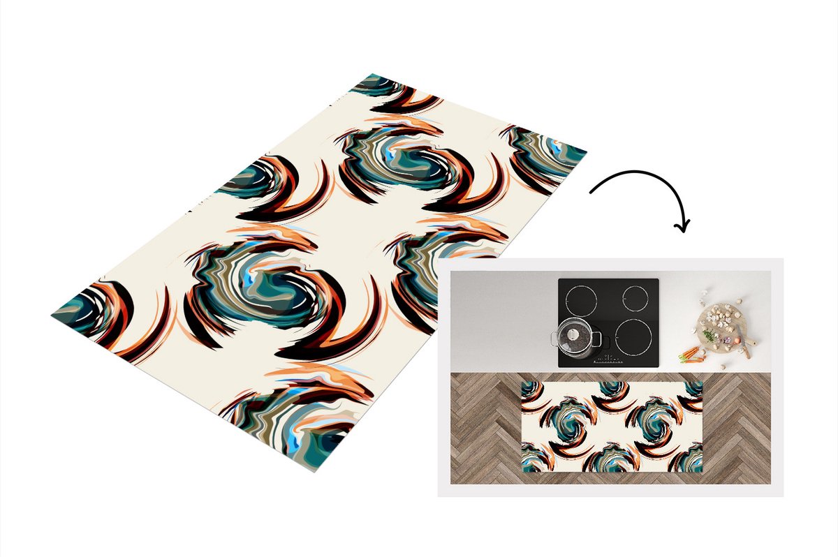 KitchenYeah Keukenloper - Loper keuken - Patronen - Abstract - Verf - 120x60 cm - Keukenloper vinyl Multicolor