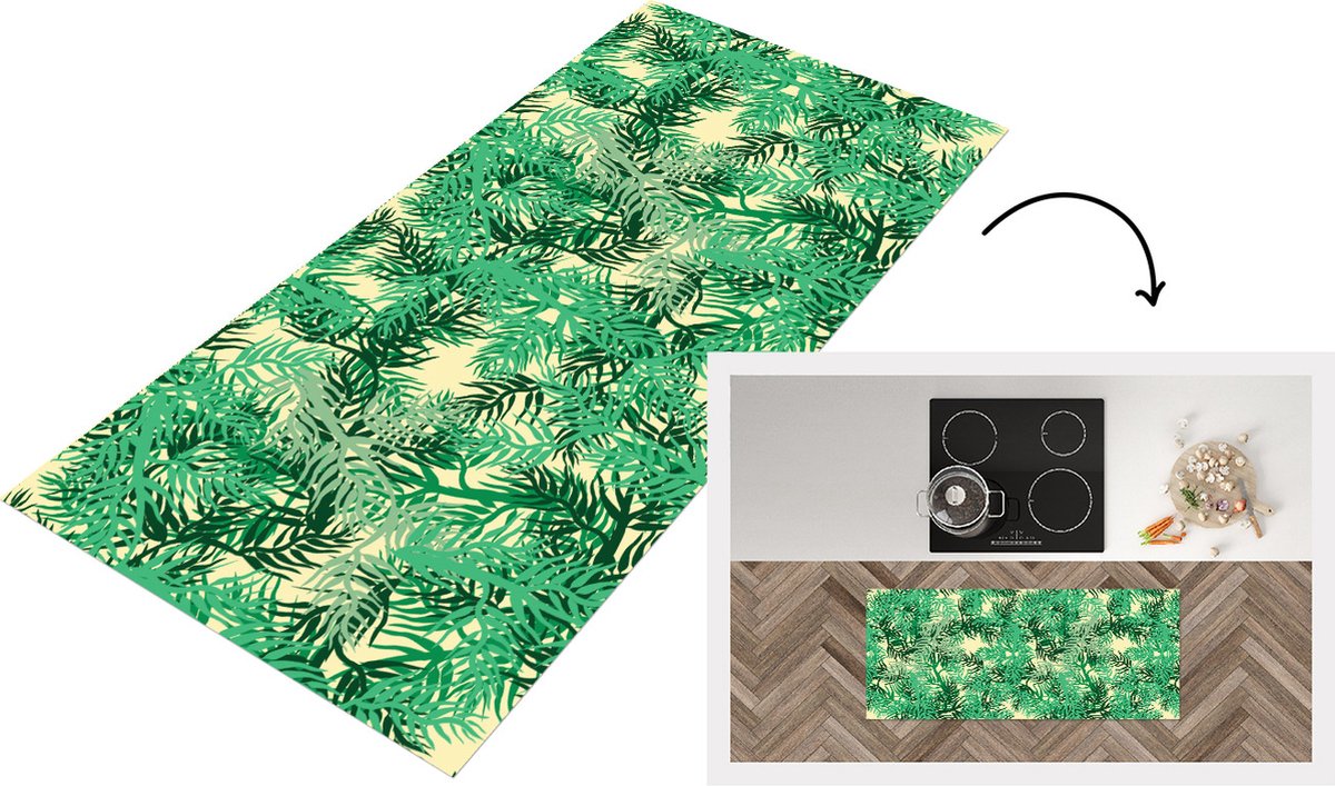 KitchenYeah Keukenloper - Loper keuken - Jungle - Patronen - Camouflage - 120x50 cm - Keukenloper vinyl Multicolor