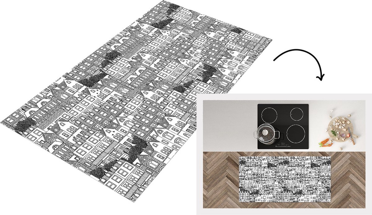 KitchenYeah Keukenloper - Loper keuken - Huis - Patronen - Londen - 120x60 cm - Keukenloper vinyl Multicolor
