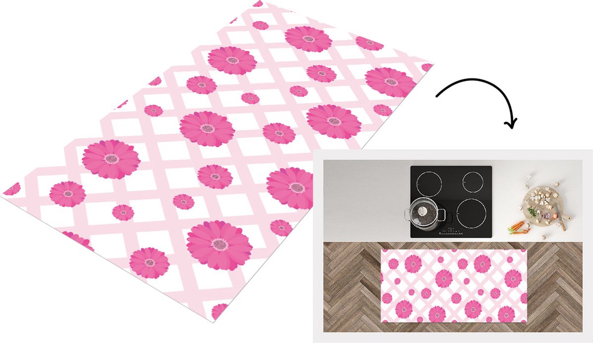 KitchenYeah Keukenloper - Loper keuken - Bloemen - Patronen - Pastel - 120x60 cm - Keukenloper vinyl Multicolor