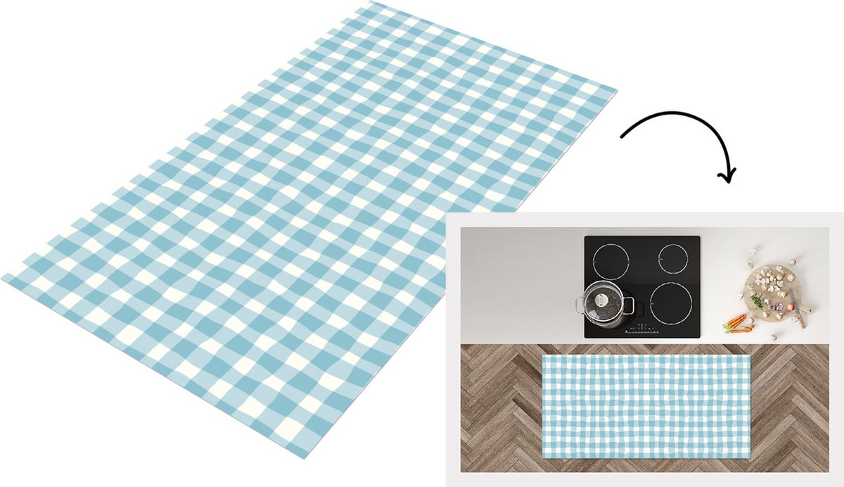KitchenYeah Keukenloper - Loper keuken - Pastel - Blauw - Patronen - Keukenloper vinyl, foto 3
