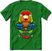 Lekkerbek papegaai T-Shirt Grappig | Dieren vogel agapornis Kleding Kado Heren / Dames | Fastfood Cadeau shirt - Donker Groen - L