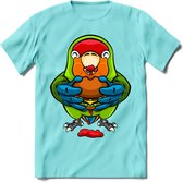 Lekkerbek papegaai T-Shirt Grappig | Dieren vogel agapornis Kleding Kado Heren / Dames | Fastfood Cadeau shirt - Licht Blauw - L