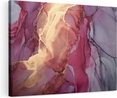 Artaza Canvas Schilderij Abstracte Kunst - Roze Grijs Goud Marmer - 120x80 - Groot - Foto Op Canvas - Wanddecoratie Woonkamer