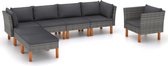 7-delige Loungeset poly rattan en eucalyptushout grijs