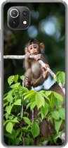 Geschikt voor Xiaomi 11T hoesje - Baby - Aap - Takken - Siliconen Telefoonhoesje