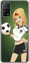 Geschikt voor Xiaomi Mi 10T 5G hoesje - Een illustratie van een meisje met Duitse kleding en een voetbal - Meiden - Meisjes - Kinderen - Siliconen Telefoonhoesje