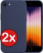 Hoesje Geschikt voor iPhone SE 2022 Hoesje Siliconen Case Hoes - Hoes Geschikt voor iPhone SE (2022) Hoes Cover Case - Donkerblauw - 2 PACK