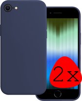 Hoes voor iPhone SE 2022 Hoesje Silicone Case - Hoes voor iPhone SE 2022 Hoes Cover - 2 Stuks - Donker Blauw