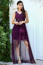 HASVEL-A-symmetrisch jurk Dames -Pruim Jurk - Maat M-Galajurk-Avondjurk- HASVEL-Asymmetric Dress Women -Plum Dress - Size M-Prom Dress-Evening Dress