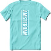 Amsterdam T-Shirt | Souvenirs Holland Kleding | Dames / Heren / Unisex Koningsdag shirt | Grappig Nederland Fiets Land Cadeau | - Licht Blauw - XL