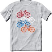 Amsterdam Bike City T-Shirt | Souvenirs Holland Kleding | Dames / Heren / Unisex Koningsdag shirt | Grappig Nederland Fiets Land Cadeau | - Licht Grijs - Gemaleerd - L