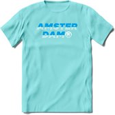 Amsterdam T-Shirt | Souvenirs Holland Kleding | Dames / Heren / Unisex Koningsdag shirt | Grappig Nederland Fiets Land Cadeau | - Licht Blauw - M