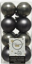 16x stuks kunststof kerstballen antraciet (warm grey) 4 cm - Mat/glans - Onbreekbare plastic kerstballen