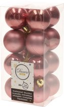 16x Boules de Noël en plastique vieux rose 4 cm - Mat / brillant - Boules de Noël en plastique incassables - Décorations pour arbres de Noël vieux rose