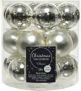 18x stuks kleine kerstballen zilver van glas 4 cm - mat/glans - Kerstboomversiering