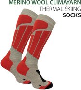 Norfolk Skisokken - Merinowol Climayarn - Warm en Droog Thermo Skisokken Maat 47-50 - Rood - Aspen