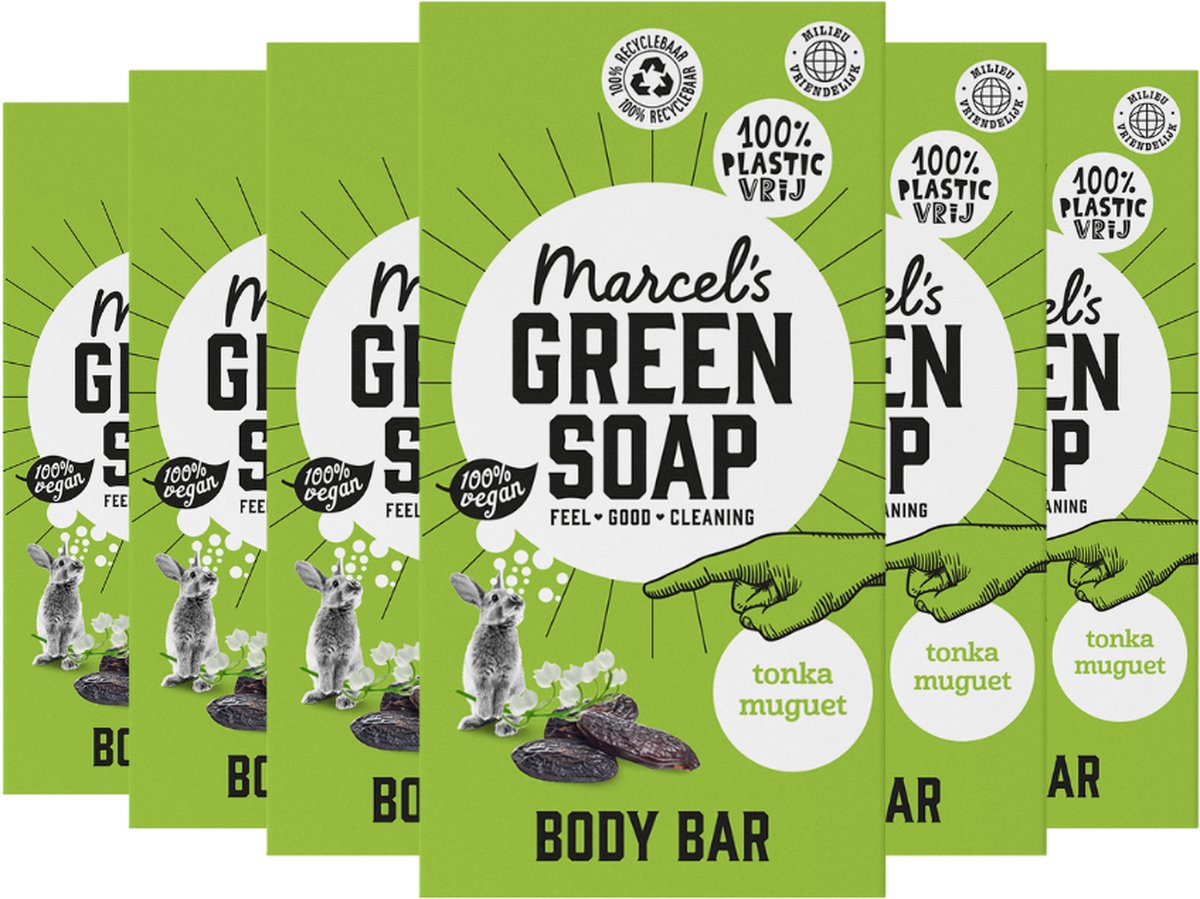 Marcel's Green Soap Body bar Tonka & Muguet - 6 x 150 gram