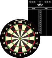 Dartbord Harrows set compleet van diameter 45 cm met 6 dartpijlen en een krijt scorebord 45 x 30 cm