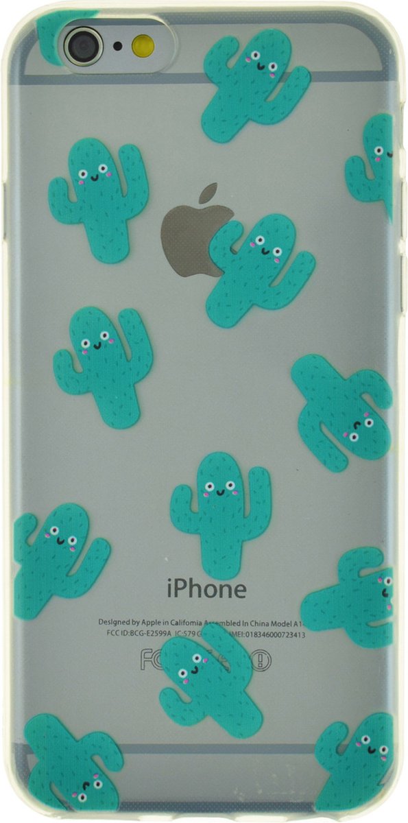 Peachy Blije cactus doorzichtig TPU hoes geschikt voor iPhone 6 6s cover