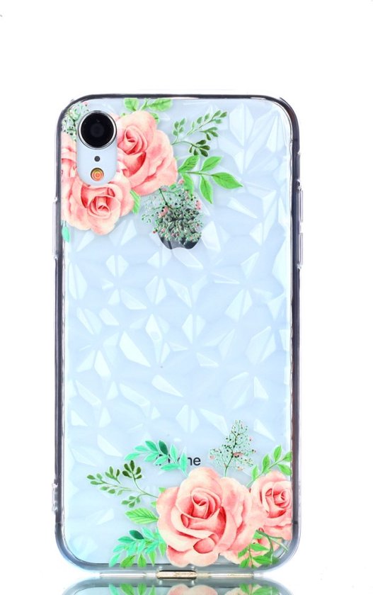 Peachy Diamant hoesje TPU iPhone XR Case - Bloemen