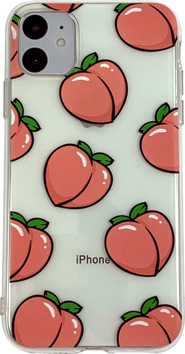 Peachy Perziken geschikt voor iPhone 11 TPU hoesje - Transparant Roze Flexibel