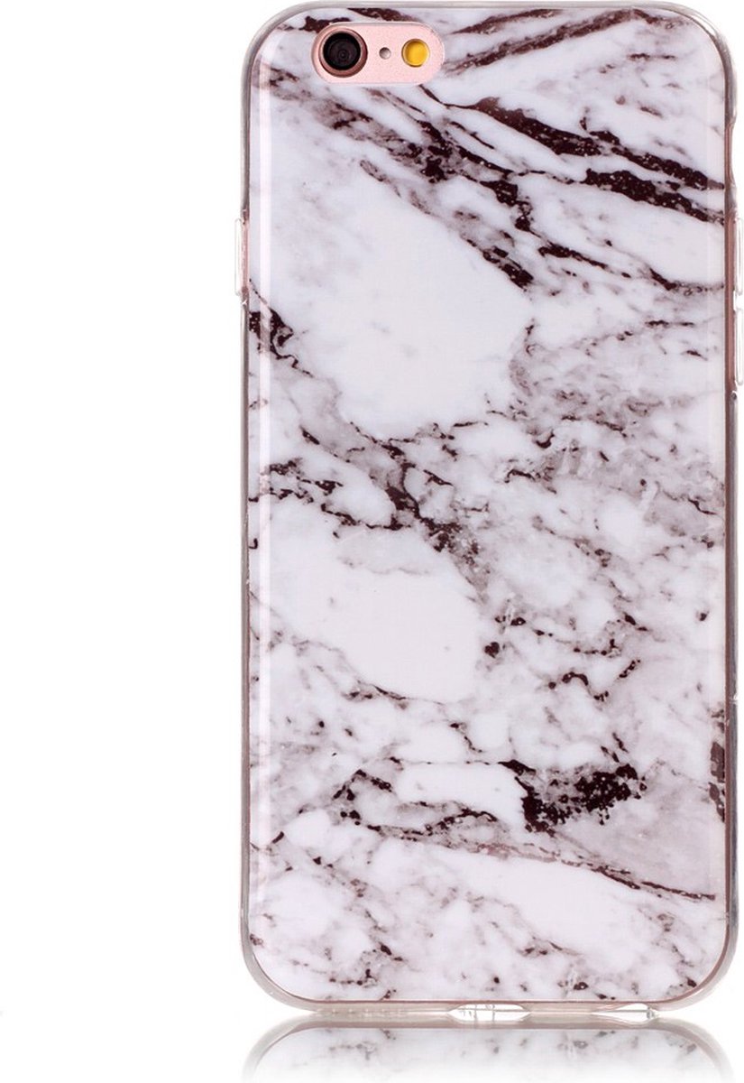Peachy Marmer hoesje cover case geschikt voor iPhone 6 6s silicone - Marble - Wit