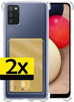 Samsung A03s Hoesje Met Pasjeshouder - Samsung Galaxy A03s Pasjeshouder Card Case Transparant - Samsung A03s Shock Case Pashouder Transparant - 2 Stuks