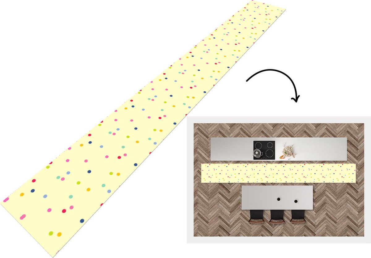KitchenYeah Keukenloper - Keukenmat - Confetti - Patronen - Pastel - Keuken vloerkleed multicolor, foto 3