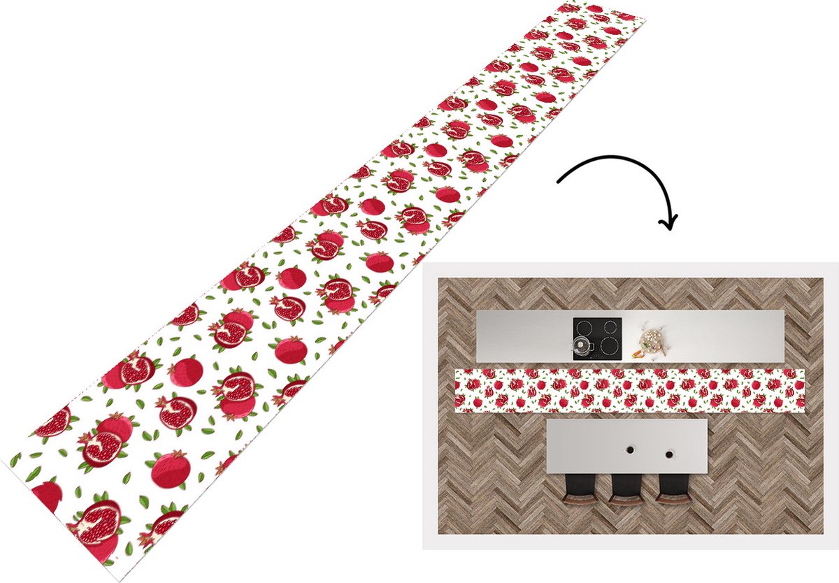 KitchenYeah Keukenloper - Keukenmat - Fruit - Bladeren - Patroon - Granaatappel - Keuken vloerkleed multicolor, foto 2