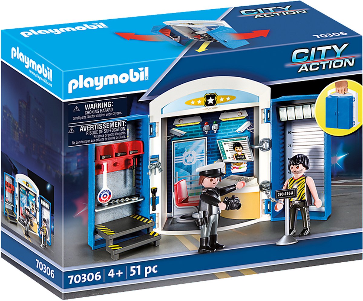 Playmobil Quartier général transportable policiers d'élite : :  Jeux et Jouets