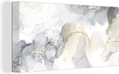 Canvas Schilderij Marmer - Geel - Wit - 40x20 cm - Wanddecoratie