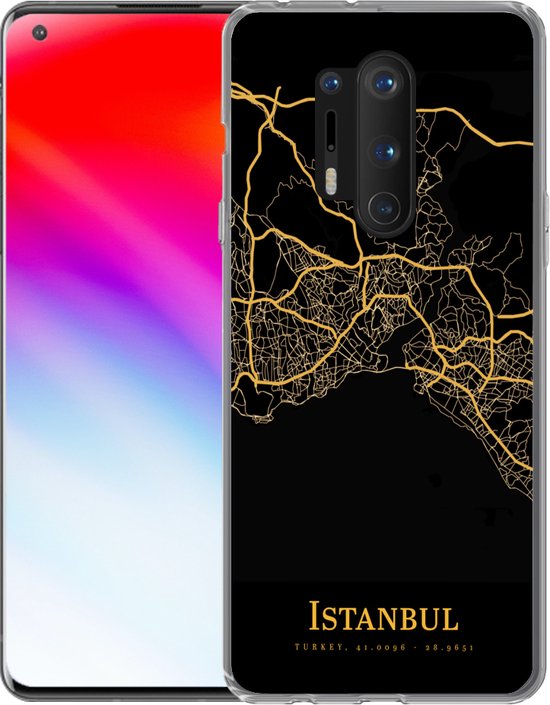 OnePlus 8 Pro - Istanbul - Carte - Or - Coque de téléphone en Siliconen