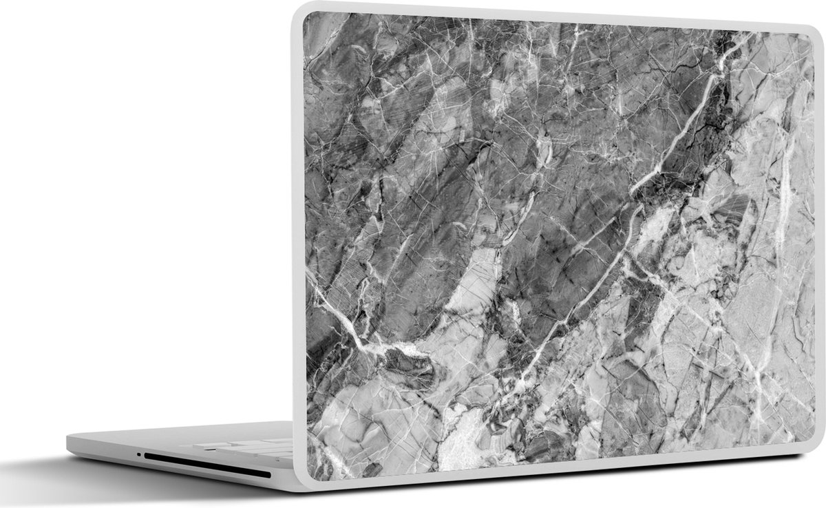 Laptop sticker - 11.6 inch - Graniet print - Kristal - Grijs - Wit - 30x21cm - Laptopstickers - Laptop skin - Cover