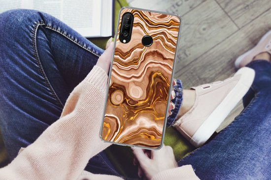 Coque Huawei P30 Lite - Imprimé Marbre - Doré - Motifs - Coque de Téléphone en Siliconen -