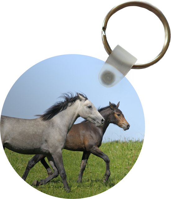 Sleutelhanger - Paarden - Dieren - Gras - Plastic - Rond - Uitdeelcadeautjes