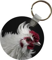 Sleutelhanger - Kip - Vogel - Zwart - Plastic - Rond - Uitdeelcadeautjes