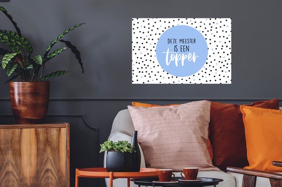 Stickers muraux - Points - Blauw - Citation - Merci maître - Ce maître est un gagnant - Proverbes - 60x40 cm - Feuille adhésive