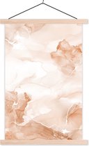 Posterhanger incl. Poster 40x60 cm - Schoolplaat - Marmer - Bruin - Wit - Textielposter - Blanke latten