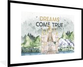 Fotolijst incl. Poster - Dreams come true - Quotes - Spreuken - Kinderen - Kids - Baby - Jongens - Meiden - 120x80 cm - Posterlijst