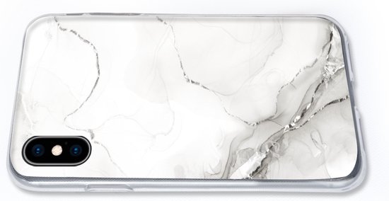 Coque iPhone Xs - Marbre - Wit - Motifs - Coque de téléphone en Siliconen